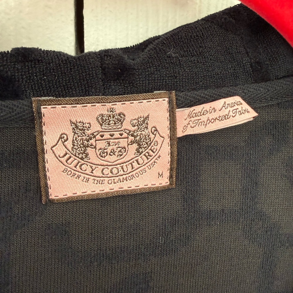 Juicy Couture Black Hooded Velvet Zip-Up Jacket with Gold Hardware size M Y2K - Picture 7 of 10